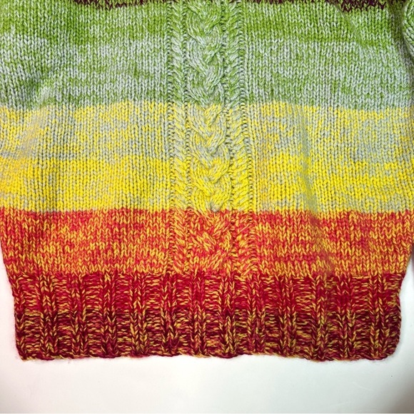 RARE 100% Cashmere Spencer Vladimir Multi-Color Hand-knit Turtleneck Sweater M/L - Picture 10 of 16